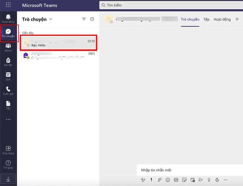 Mở Microsoft Teams trên máy tính, chọn biểu tượng Trò chuyện ở góc bên phải > Chọn nhóm mà bạn muốn gọi Mở Microsoft Teams trên máy tính, chọn biểu tượng Trò chuyện ở góc bên phải > Chọn nhóm mà bạn muốn gọi