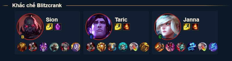 các tướng Khắc chế Blitzcrank các tướng Khắc chế Blitzcrank