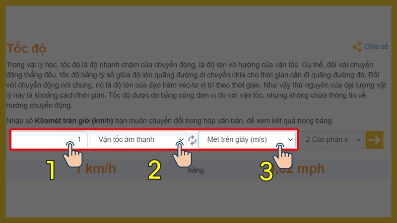 Nhập số lượng và đơn vị bạn muốn chuyển đổi Nhập số lượng và đơn vị bạn muốn chuyển đổi
