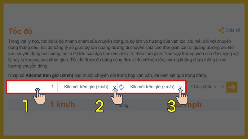 Nhập số lượng và đơn vị bạn muốn chuyển đổi Nhập số lượng và đơn vị bạn muốn chuyển đổi
