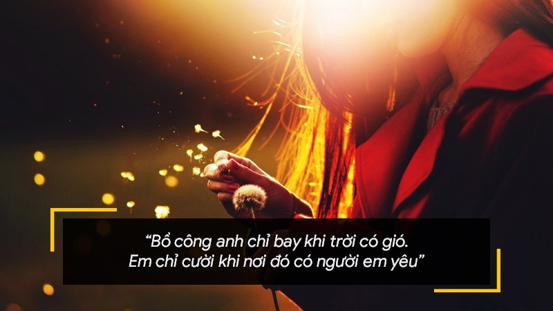 Bồ công anh chỉ bay khi trời có gió. Em chỉ cười khi nơi đó có người em yêu Bồ công anh chỉ bay khi trời có gió. Em chỉ cười khi nơi đó có người em yêu