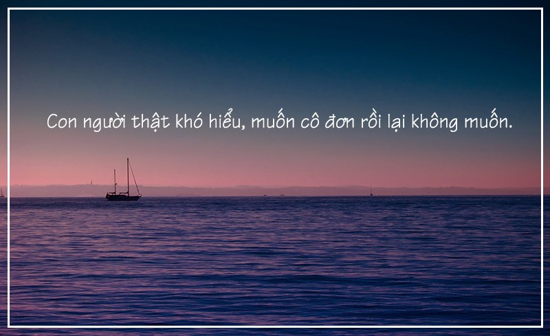 Con người thật khó hiểu, muốn cô đơn rồi lại không muốn. Con người thật khó hiểu, muốn cô đơn rồi lại không muốn.