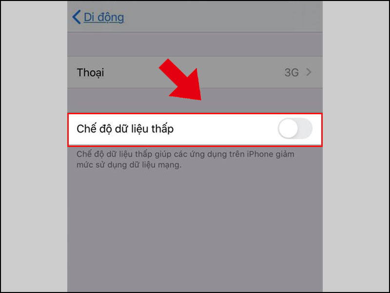 Tắt Chế độ dữ liệu thấp trên iPhone