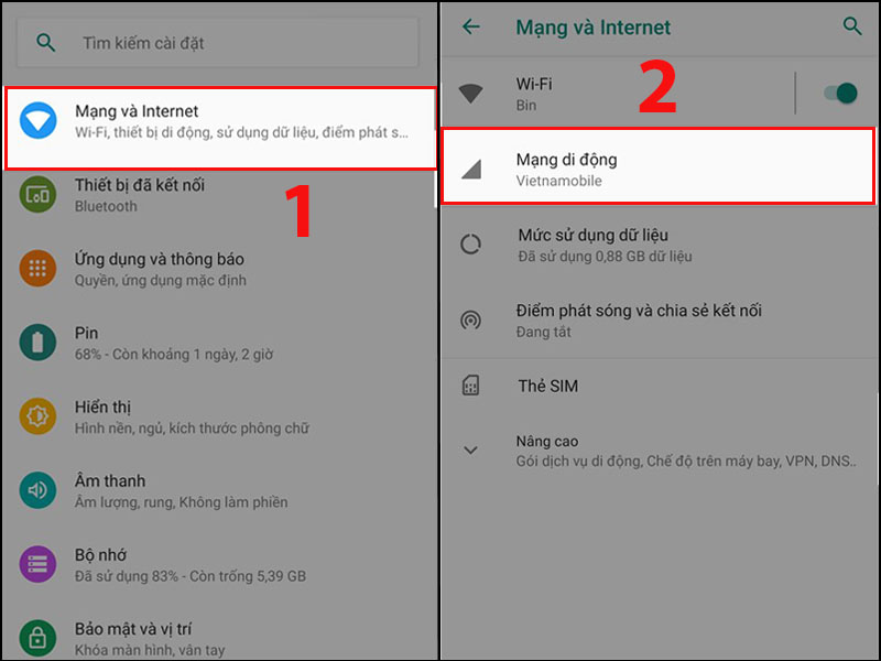 Truy cập vào Mạng di động