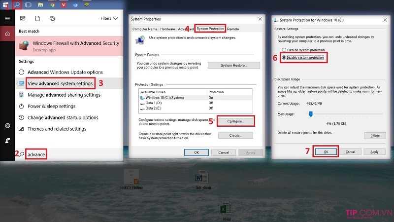 Tắt System Restore là cách tăng tốc win 10 nhanh nhất 