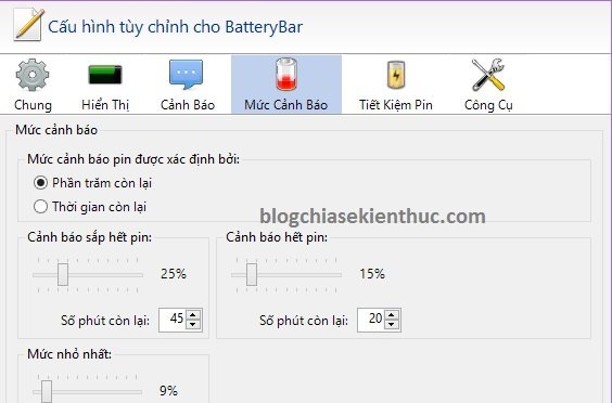 tao cảnh báo hết pin laptop 10