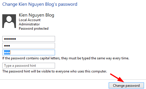 Thay đổi mật khẩu Windows