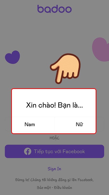 Chọn giới tính của bạn Chọn giới tính của bạn