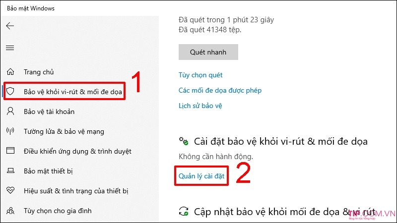 Tăng tốc win 10 bằng cách tắt Windows Defender