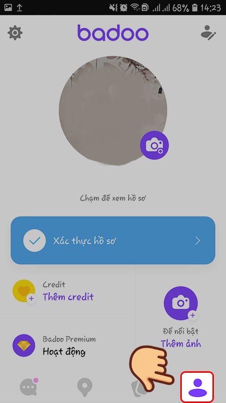 Tại giao diện chính, chọn biểu tượng tài khoản Tại giao diện chính, chọn biểu tượng tài khoản