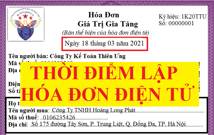 Thời điểm lập hóa đơn điện tử