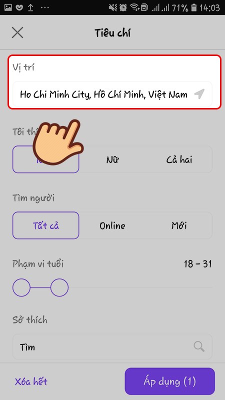 Chọn vào ô dưới dòng vị trí Chọn vào ô dưới dòng vị trí