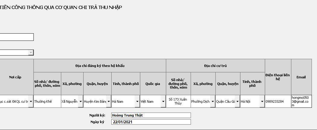 Mẫu tờ khai đăng ký MST TNCN