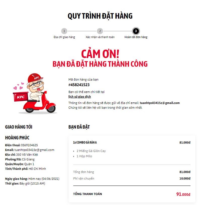 Đặt hàng thành công Đặt hàng thành công