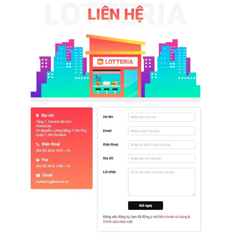 Hộp thư góp ý trên trang chủ lotteria Hộp thư góp ý trên trang chủ lotteria