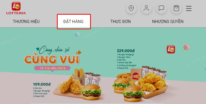 Chọn vào mục Đặt hàng tại trang chủ Chọn vào mục Đặt hàng tại trang chủ