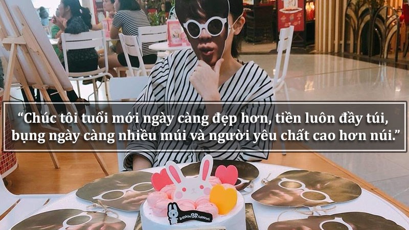 Chúc tôi tuổi mới ngày càng đẹp hơn, tiền luôn đầy túi, bụng ngày càng nhiều múi và người yêu chất cao hơn núi. Chúc tôi tuổi mới ngày càng đẹp hơn, tiền luôn đầy túi, bụng ngày càng nhiều múi và người yêu chất cao hơn núi.