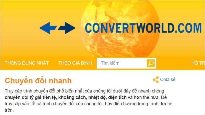 Truy cập vào trang web đổi Tốc độ ConvertWorld. Truy cập vào trang web đổi Tốc độ ConvertWorld.