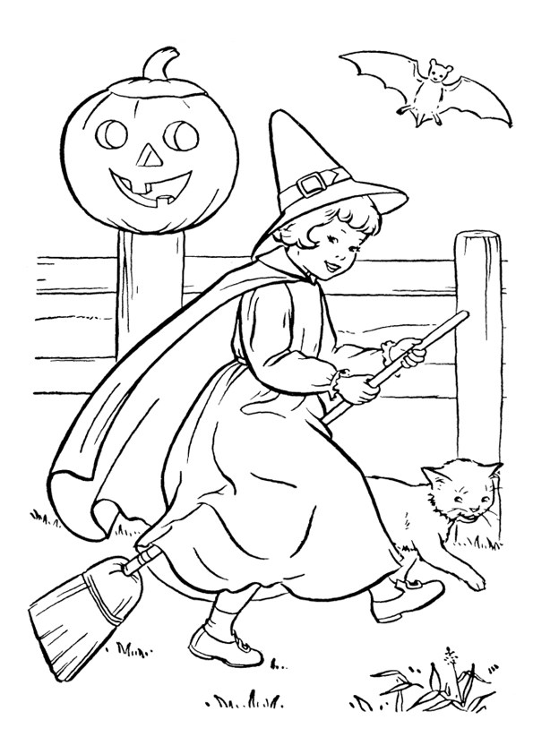 Tranh tô màu Halloween phù thủy - 7 Tranh tô màu Halloween phù thủy - 7