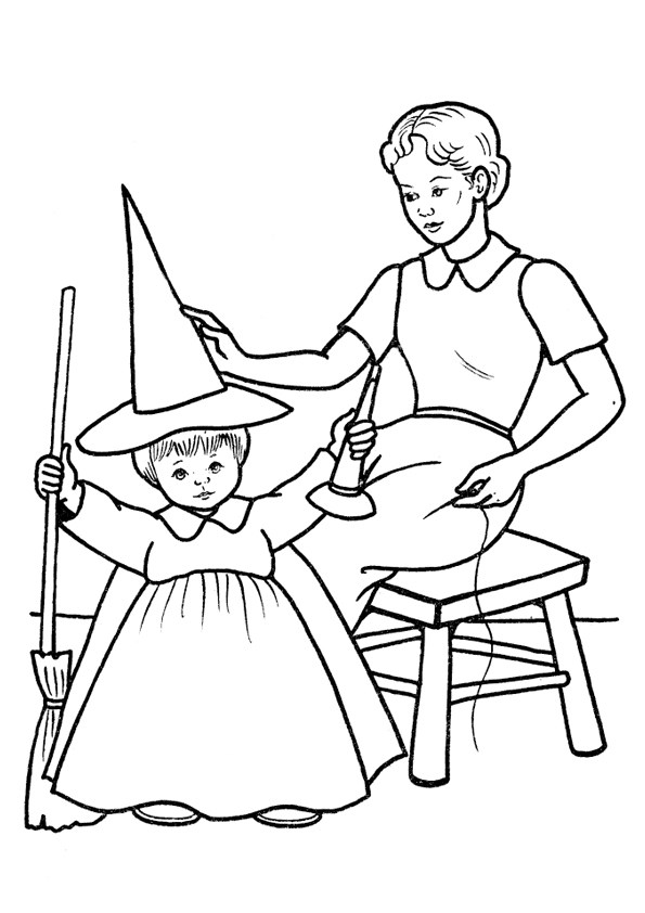 Tranh tô màu Halloween phù thủy - 14 Tranh tô màu Halloween phù thủy - 14