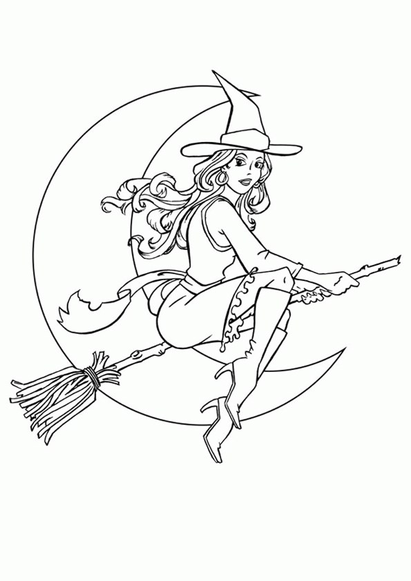 Tranh tô màu Halloween phù thủy - 18 Tranh tô màu Halloween phù thủy - 18