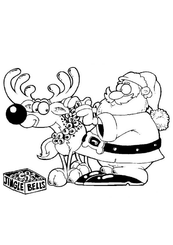 Tranh tô màu Ông già Noel và chú tuần lộc - 2 Tranh tô màu Ông già Noel và chú tuần lộc - 2