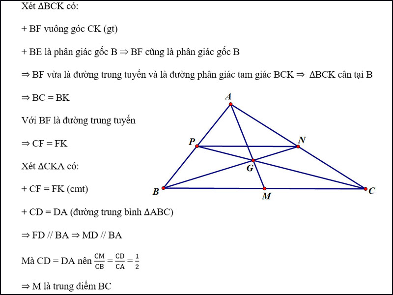 Ví dụ bài tập trung điểm liên quan đến hình tam giác