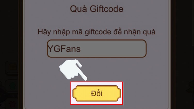 Nhấn vào mục Đổi để đổi mã gifcode này Nhấn vào mục Đổi để đổi mã gifcode này