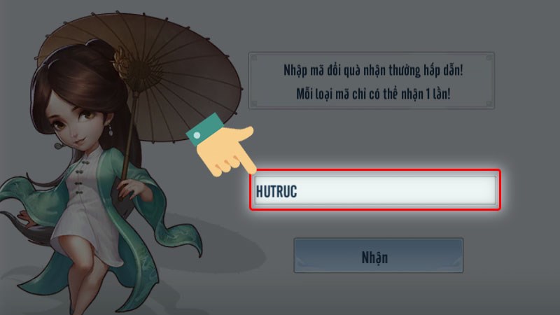 Nhập code vào ô Nhập mã đổi quà Nhập code vào ô Nhập mã đổi quà