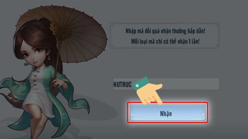 Nhấn vào mục Nhận Nhấn vào mục Nhận