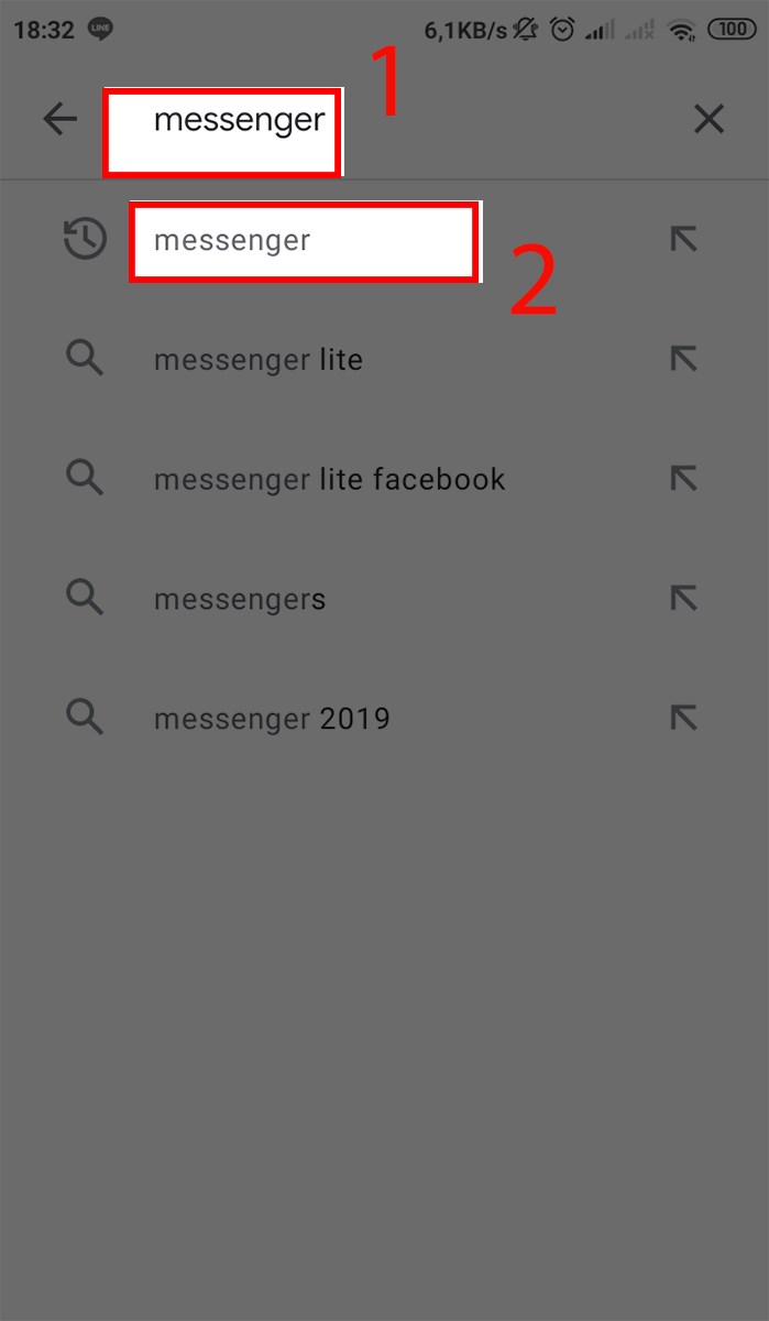 Nhập và chọn Messenger Nhập và chọn Messenger
