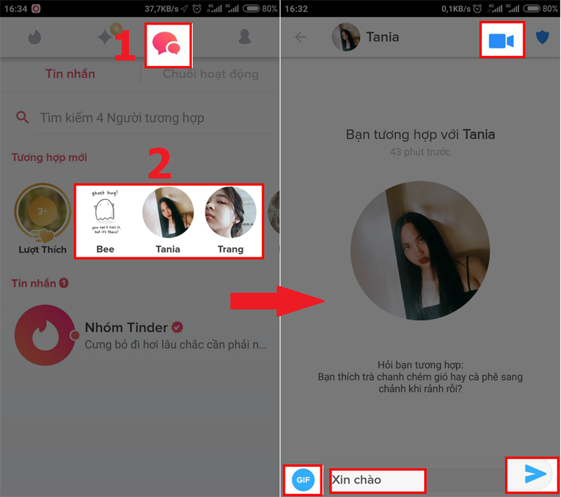Nhắn tin bằng Tinder Nhắn tin bằng Tinder