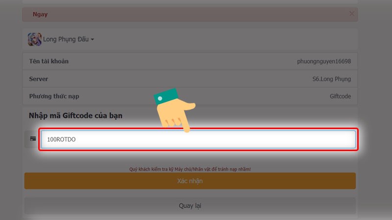 Nhập code vào ô bên dưới. Nhập code vào ô bên dưới.