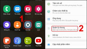Nhấn vào Quản lý chung và Thời gian
