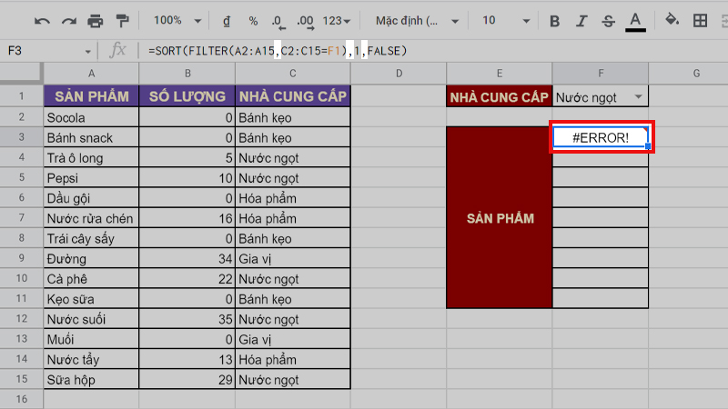 Lỗi #ERROR