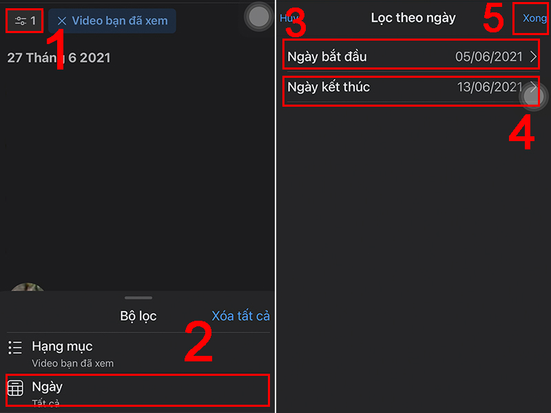 Dùng bộ lọc cho video đã xem