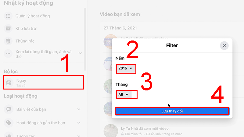 Dùng bộ lọc cho video đã xem