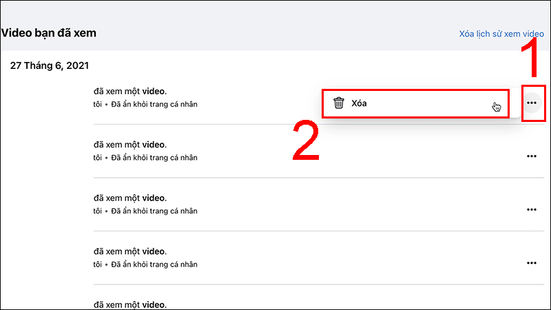 Xóa video lẻ