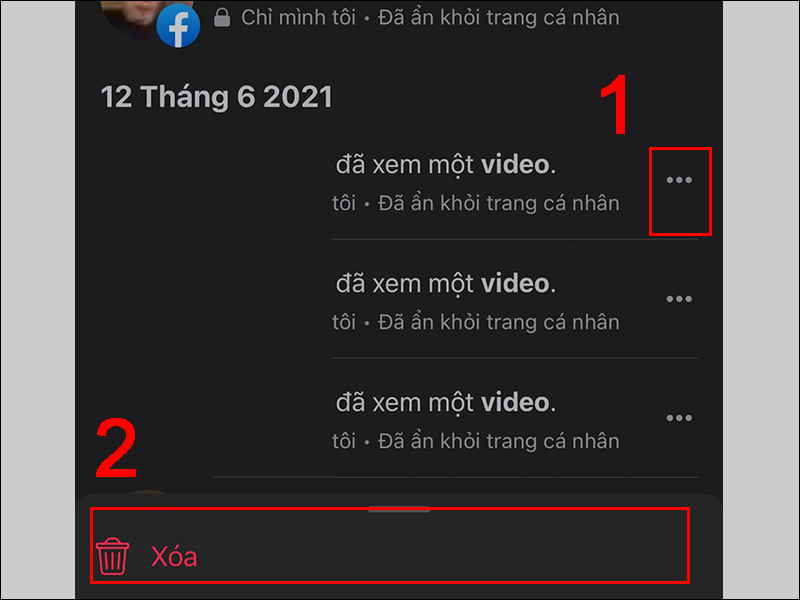 Xóa lịch sử xem video