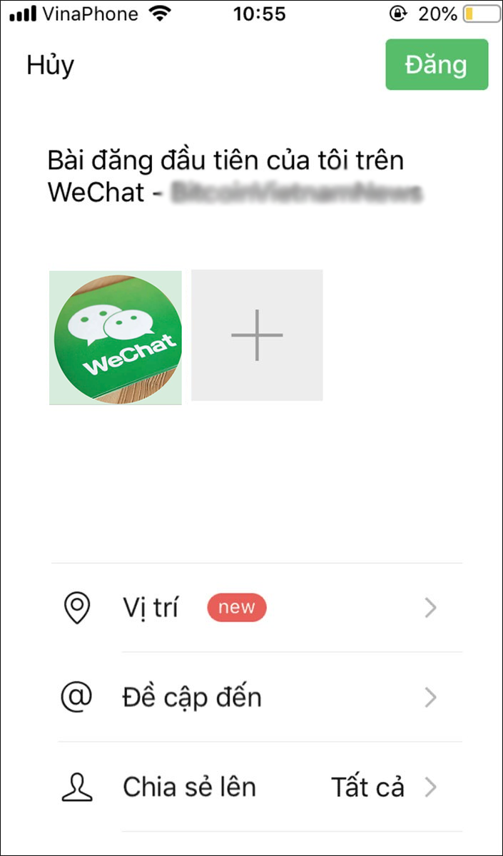 Đăng tải Khoảnh khắc trên Wechat Đăng tải Khoảnh khắc trên Wechat