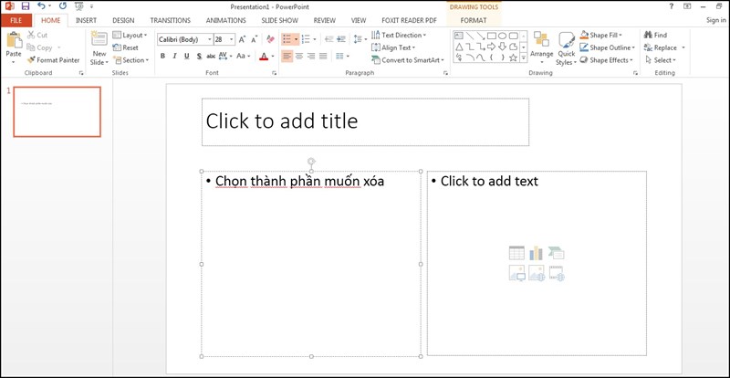 Chọn thành phần cần xóa Chọn thành phần cần xóa