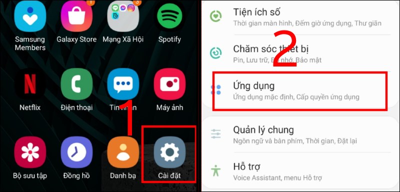 Vào Cài đặt > Chọn Ứng dụng Vào Cài đặt > Chọn Ứng dụng