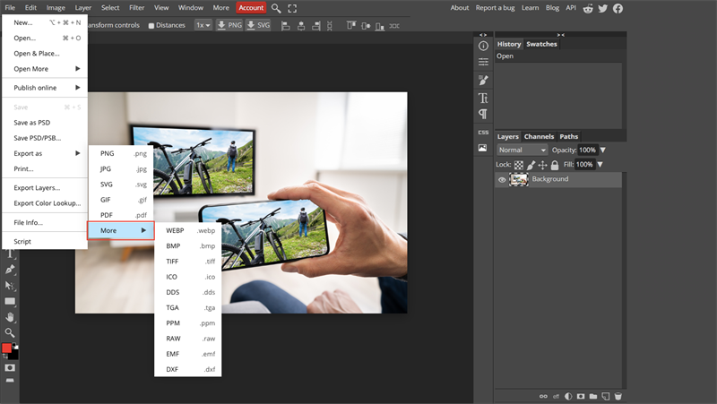 Cách chuyển file PSD sang JPG, PNG, BMP hoặc GIF trên Photopea Cách chuyển file PSD sang JPG, PNG, BMP hoặc GIF trên Photopea