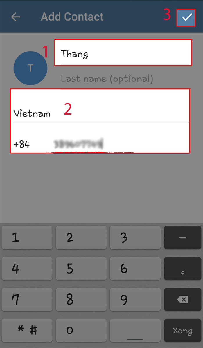 Điền thông tin và số điện thoại sau đó ấn vào biểu tượng dấu check để xác nhận. Điền thông tin và số điện thoại sau đó ấn vào biểu tượng dấu check để xác nhận.