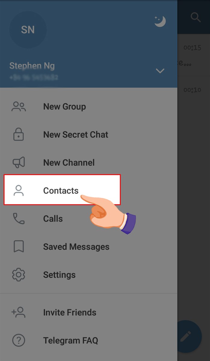 Chọn Contacts. Chọn Contacts.