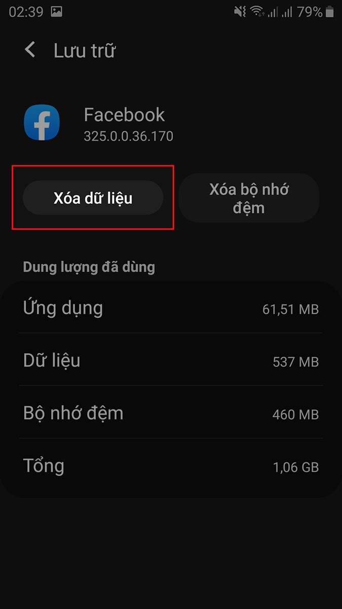Chọn Xóa dữ liệu Chọn Xóa dữ liệu