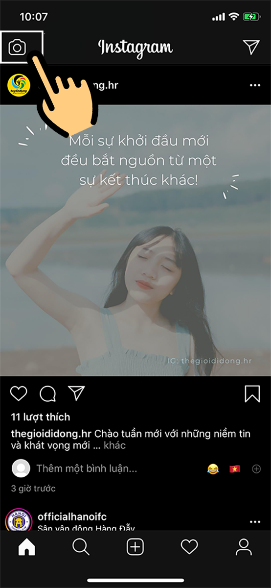 Nhấn vào camera Nhấn vào camera