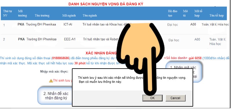 Bấm OK Bấm OK