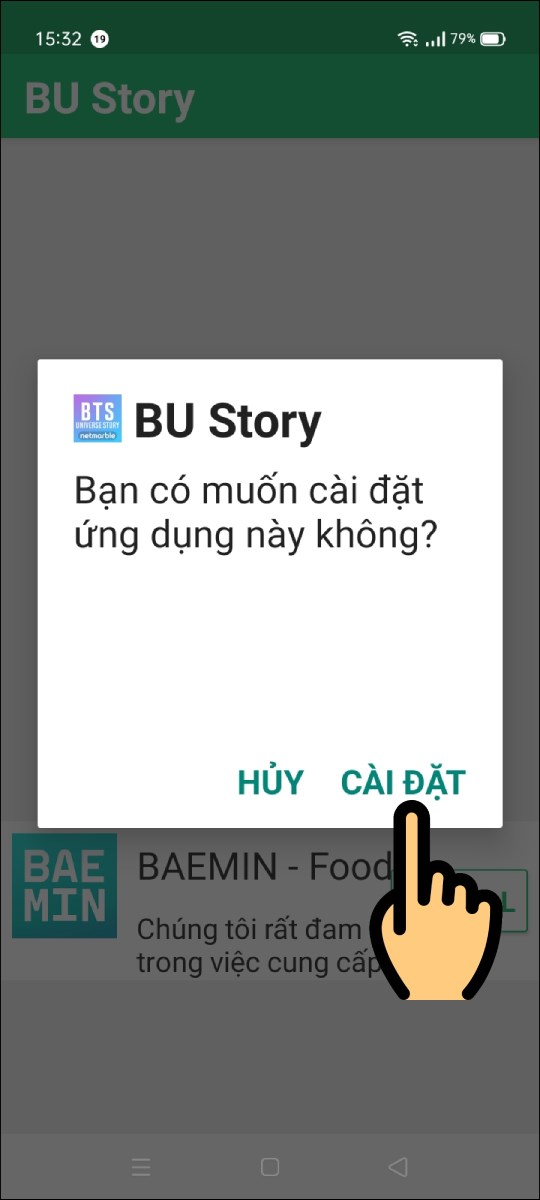 Nhấn nút Cài đặt Nhấn nút Cài đặt