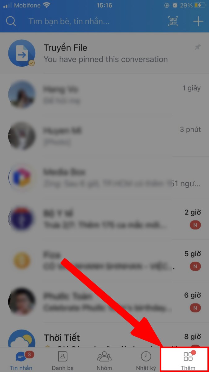 Bấm vào mục Thêm Bấm vào mục Thêm